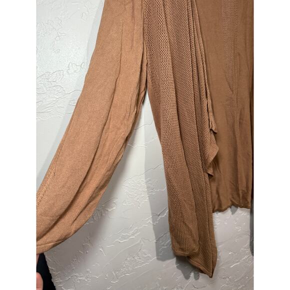 Magaschoni tan drape open front cardigan lagenlook minimalist contemporary - Picture 2 of 7